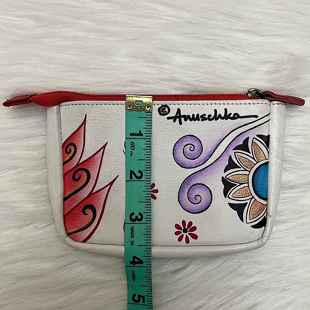 ANUSCHKA - WHITE RED YELLOW ORANGE GREEN FLORAL ELEPHANT COIN PURSE - Picture 8 of 9